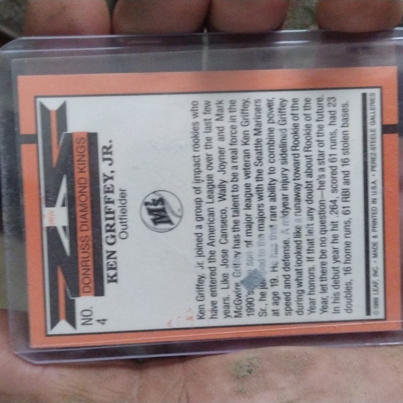 1989 Diamond Kings Ken Griffey Jr. Baseball Card!! - Picture 2 of 2